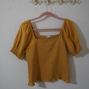 Madewell Lucie Puff-Sleeve Smocked square neck Bodice Top